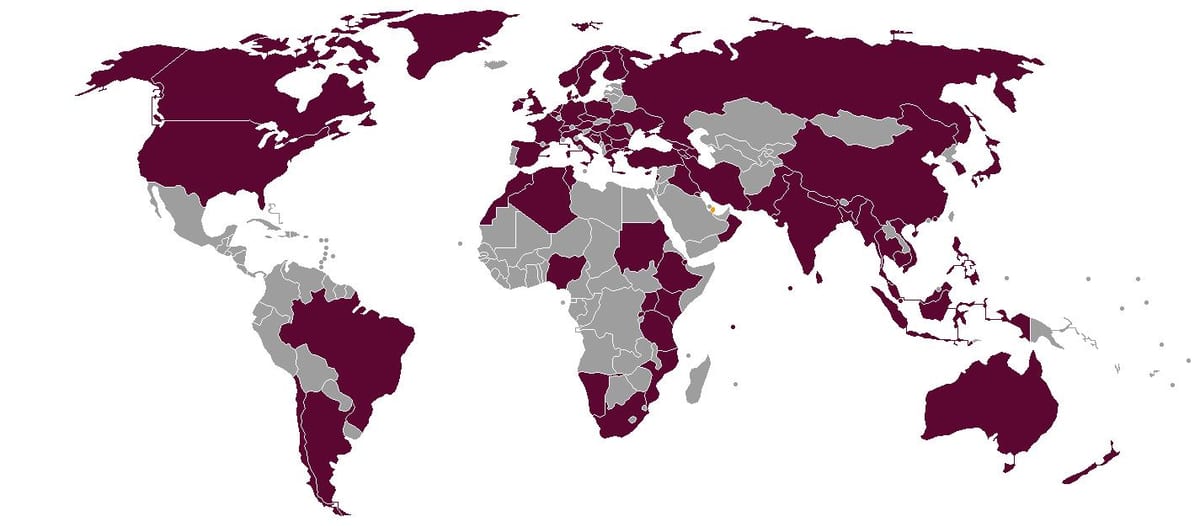 η qatar airlines προορισμούς χάρτης